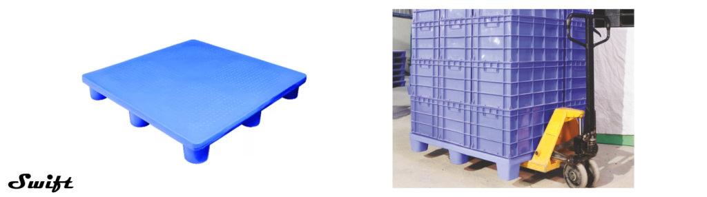 4 way plastic pallet and its application.