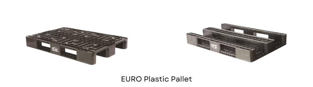 Swift's Euro Plastic Pallet with top and bottom view.