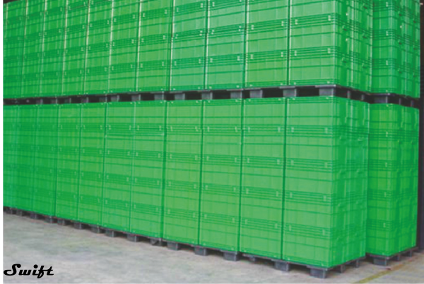 Export pallet with strong base enabling them to be stacked upon each other even when loaded with goods.